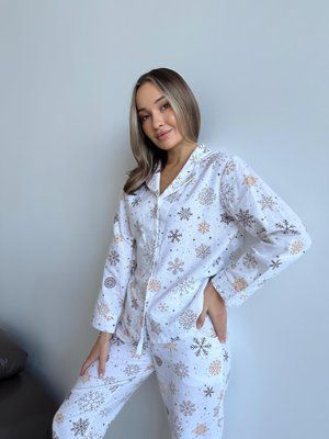 Домашняя женская пижама COSY Снежинки (рубашка+штаны) S 3839489 фото