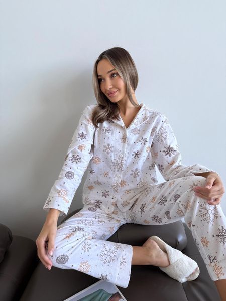 Домашняя женская пижама COSY Снежинки (рубашка+штаны) S 3839489 фото
