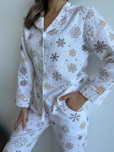 Домашняя женская пижама COSY Снежинки (рубашка+штаны) S 3839489 фото