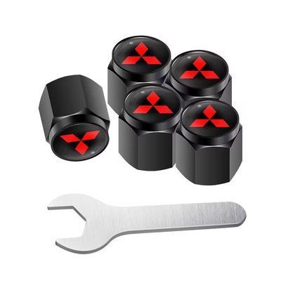 Металлические колпачки на ниппель с логотипом Mitsubishi чёрные 5 шт 1677 фото