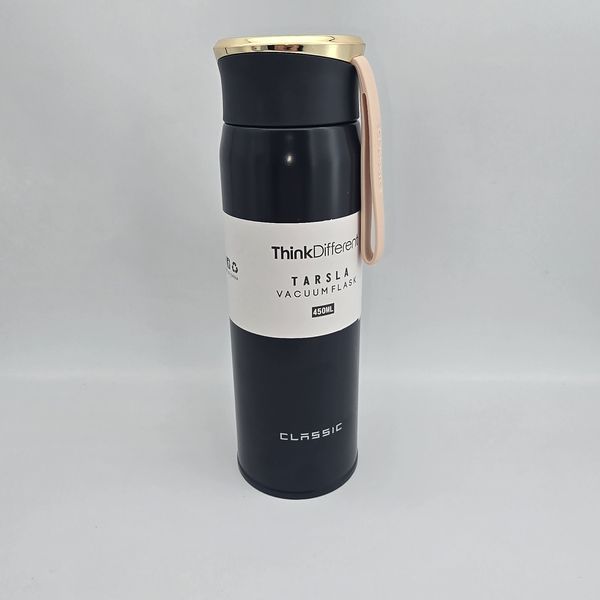 Термос-пляшка U-Cup Classic Tarsla ThinkDifferent 450 мл чорна (з ремінцем-ручкою) 1614 фото