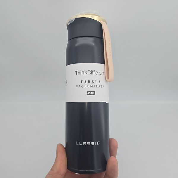 Термос-пляшка U-Cup Classic Tarsla ThinkDifferent 450 мл чорна (з ремінцем-ручкою) 1614 фото