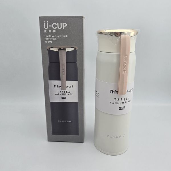 Термос-пляшка U-Cup Classic Tarsla ThinkDifferent 450 мл молочна (з ремінцем-ручкою) 1615 фото