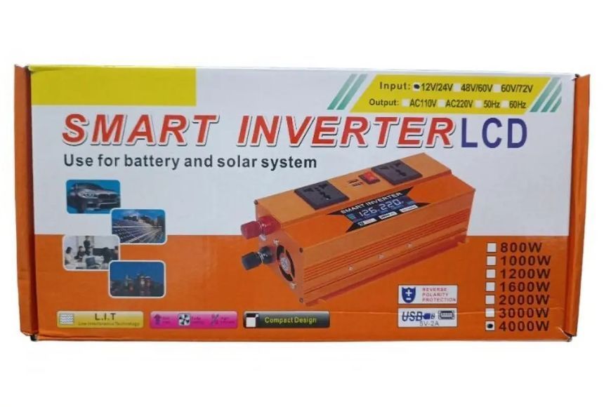 Преобразователь напряжения с 12V/24V 220V 4000W LCD SMART (EY4000W) M15415 фото