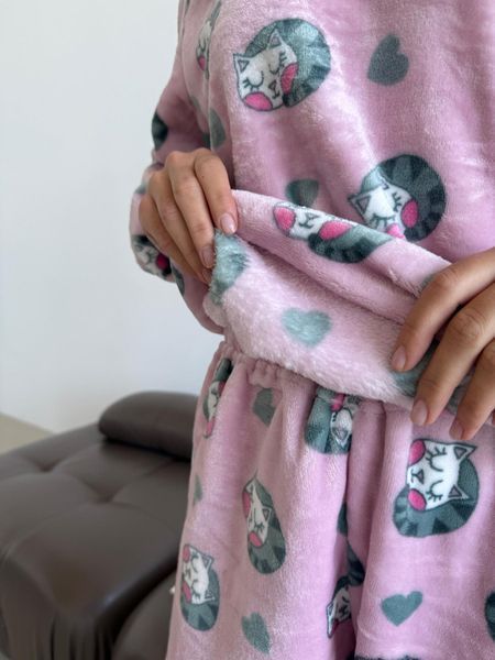 Домашня тепла жіноча піжама COSY Мяу-Лав з велсофта 2XL 3844743s5 фото