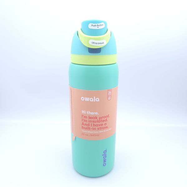 Пляшка термос Owala FreeSip Neon Glow 945 мл з нержавіючої сталі, спортивна з трубочкою 1622 фото