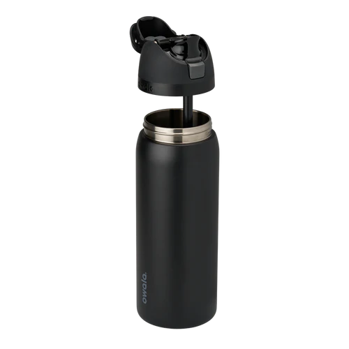 Пляшка термос Owala FreeSip Black 710 мл з нержавіючої сталі, спортивна з трубочкою 1797 фото