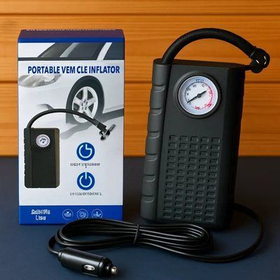 Портативный автомобильный компрессор AND1322, насос от прикуривателя 12V с манометром 2054184 фото