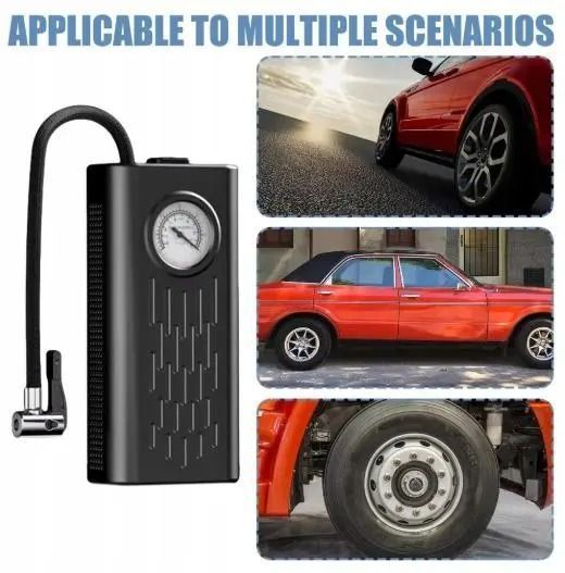 Портативный автомобильный компрессор AND1322, насос от прикуривателя 12V с манометром 2054184 фото