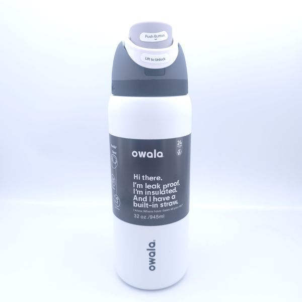 Пляшка термос Owala FreeSip Shy Marshmallow 945 мл з нержавіючої сталі, спортивна з трубочкою 1624 фото