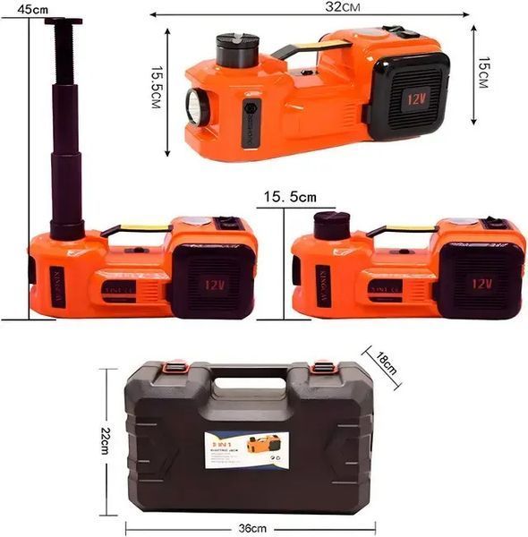 Набор электродомкрат+компрессор+фонарь до 5 тонн мощность 180w ZSY03-X 12V M16327 фото
