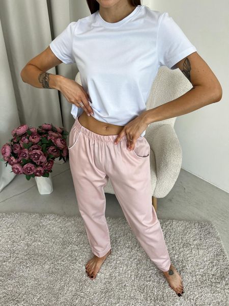 Піжамні штани з сатину Pearl COSY пильна пудра S 776903 фото