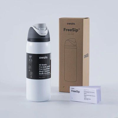 Пляшка термос Owala FreeSip Shy Marshmallow 710 мл з нержавіючої сталі, спортивна з трубочкою 1799 фото