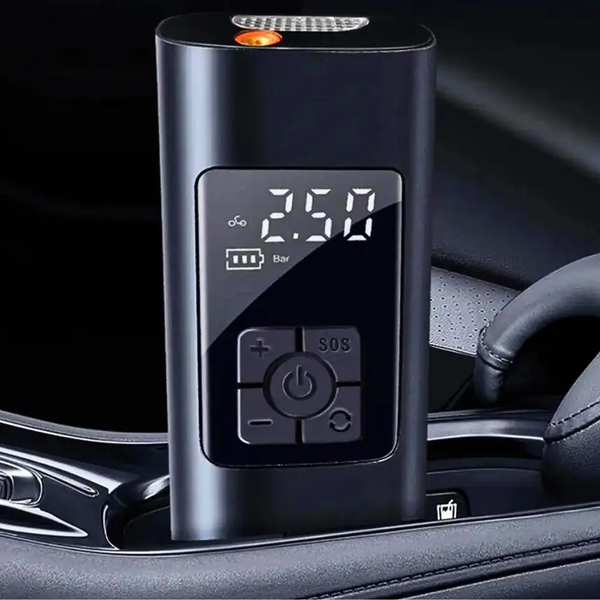 Автомобильный компрессор CZCQ-101 (без USB) аккумуляторный с фонариком  90051 фото