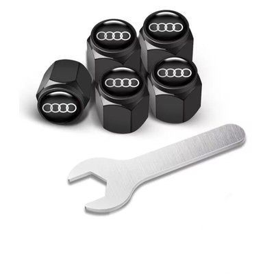 Металлические колпачки на ниппель с логотипом Audi чёрные 5 шт 1695 фото