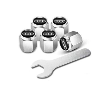 Металлические колпачки на ниппель с логотипом Audi хром 5 шт 1696 фото
