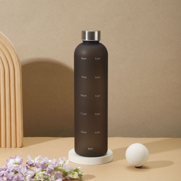 Пляшка для води Refill 1000 мл з тритану чорна з сріблястою кришкою 50471 фото