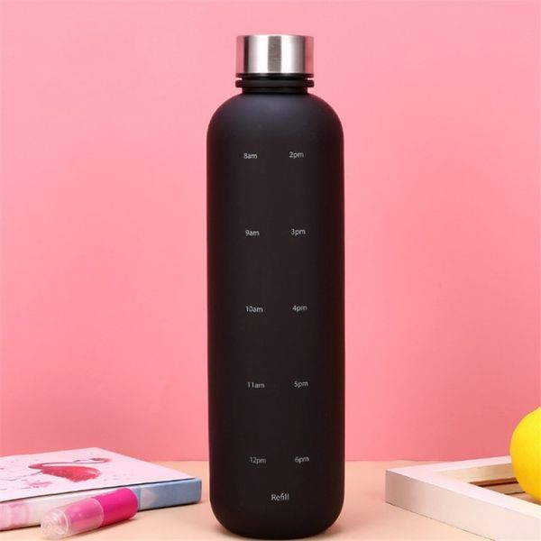 Пляшка для води Refill 1000 мл з тритану чорна з сріблястою кришкою 50471 фото