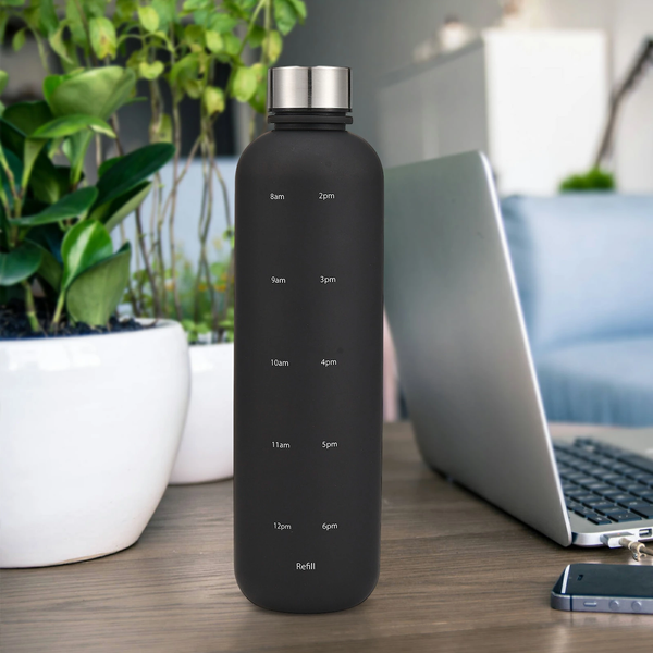Пляшка для води Refill 1000 мл з тритану чорна з сріблястою кришкою 50471 фото