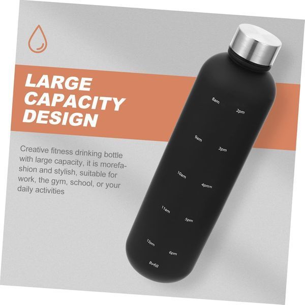 Пляшка для води Refill 1000 мл з тритану чорна з сріблястою кришкою 50471 фото