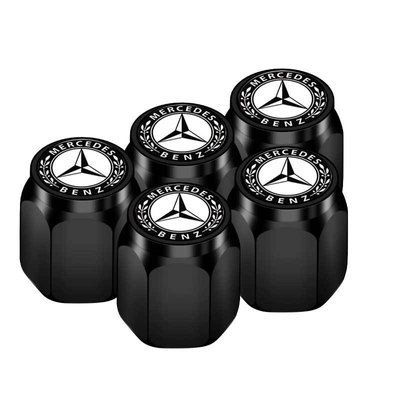 Металлические колпачки на ниппель с логотипом Mercedes чёрные 5 шт 1703 фото