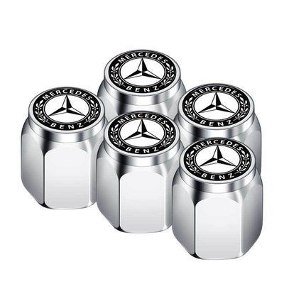 Металлические колпачки на ниппель с логотипом Mercedes хром 5 шт 1704 фото