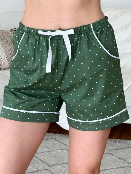 Женский домашний комплект из сатина COSY (шорты+рубашка) зеленая в горошек S 750164 фото