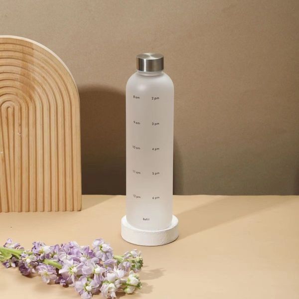 Бутылочка для воды Refill 1000 мл из тритана белая с серебряной крышкой 50481 фото