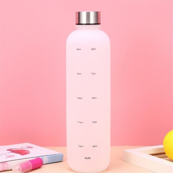 Бутылочка для воды Refill 1000 мл из тритана белая с серебряной крышкой 50481 фото