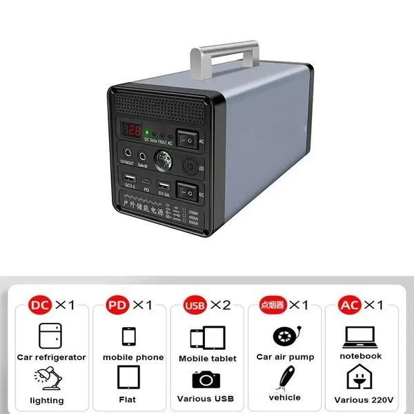 Інвертор акумуляторний 12,8V/50Ah/600W Портативна електростанція 600Вт, 144000мАч MU541201 фото