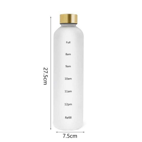 Бутылочка для воды Refill 1000 мл из тритана белая с золотистой крышкой 5048 фото