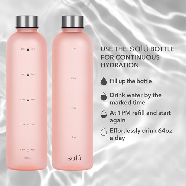 Бутылка для воды Refill на 1000 мл розовая из тритана с серебристой крышкой 50491 фото