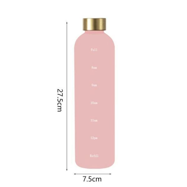 Бутылка для воды Refill на 1000 мл розовая из тритана с золотистой крышкой 5049 фото