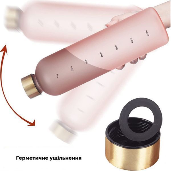 Бутылка для воды Refill на 1000 мл розовая из тритана с золотистой крышкой 5049 фото