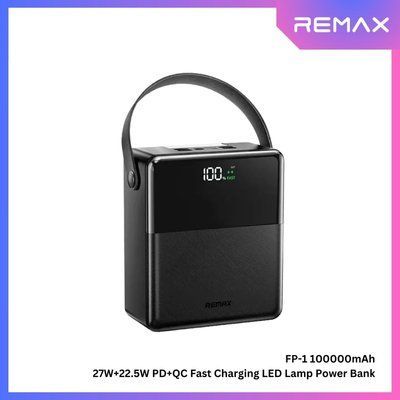 Повербанк REMAX FP-1 Piloteer 100000 мАч 27 Вт / 22,5 Вт с LED-фонарем, Black 1910 фото