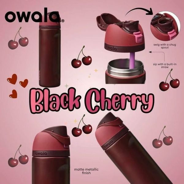 Бутылка для воды Owala FreeSip 710 мл (24 oz) Cherry Red (Вишнево-красная) из нержавеющей стали 1820 фото