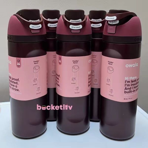 Бутылка для воды Owala FreeSip 710 мл (24 oz) Cherry Red (Вишнево-красная) из нержавеющей стали 1820 фото