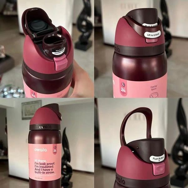 Бутылка для воды Owala FreeSip 945 мл (32 oz) Cherry Red (Вишнево-красная) из нержавеющей стали 1821 фото