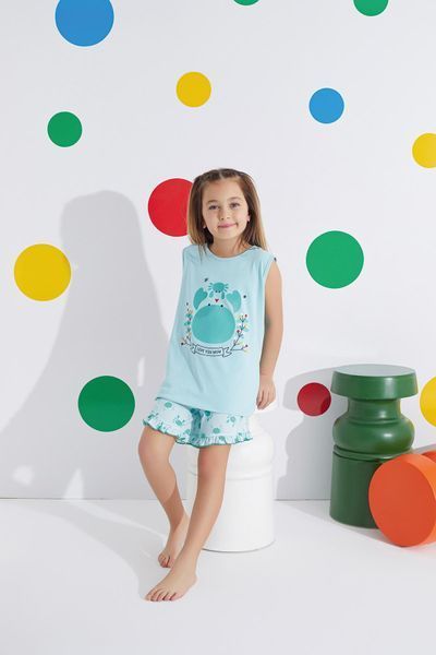 Піжама для дівчаток "Crabby Mood"( шорти+футболка), блакитна 4130489 фото