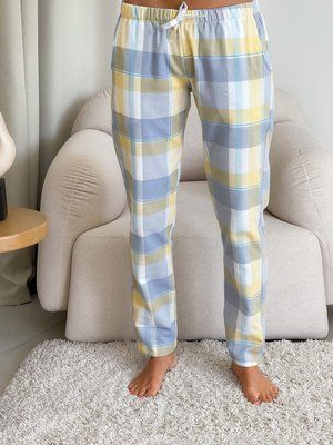Піжамні штани жіночі COSY клітина жовто/сірий S 567996 фото
