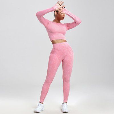 Спортивный комплект для фитнеса рашгард и леггинсы с push-up эффектом First, Розовый, S 3003 фото