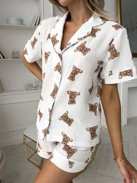 Женская Муслиновая пижама с шортами, мишки Teddy S 3185188 фото