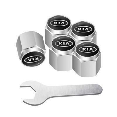 Металеві ковпачки на ніпель з логотипом Kia хром 5 шт 1724 фото
