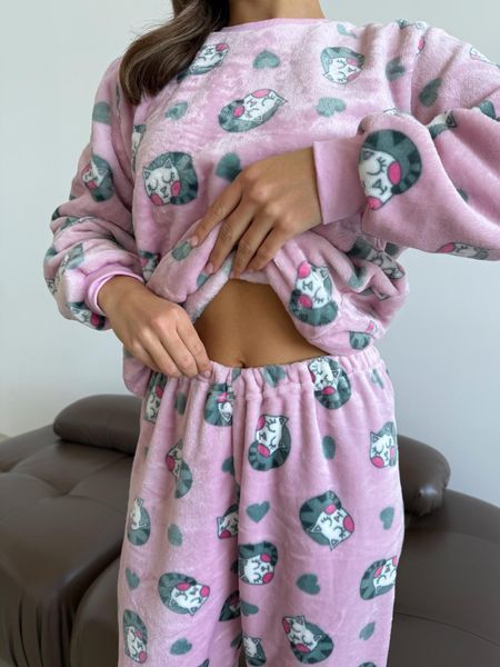 Домашняя теплая женская пижама COSY Мяу-Лав из велсофта S 3844743 фото