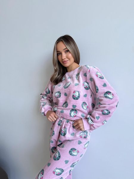 Домашняя теплая женская пижама COSY Мяу-Лав из велсофта S 3844743 фото